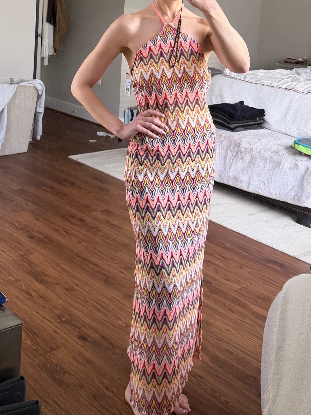 NWT Zigzag Long Halter Dress - Picture 4 of 8